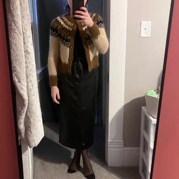 SOLD - Polo Ralph Lauren Fair Isle Cardigan Sweater SMALL Nordic Brown Designe - Picture 4 of 9